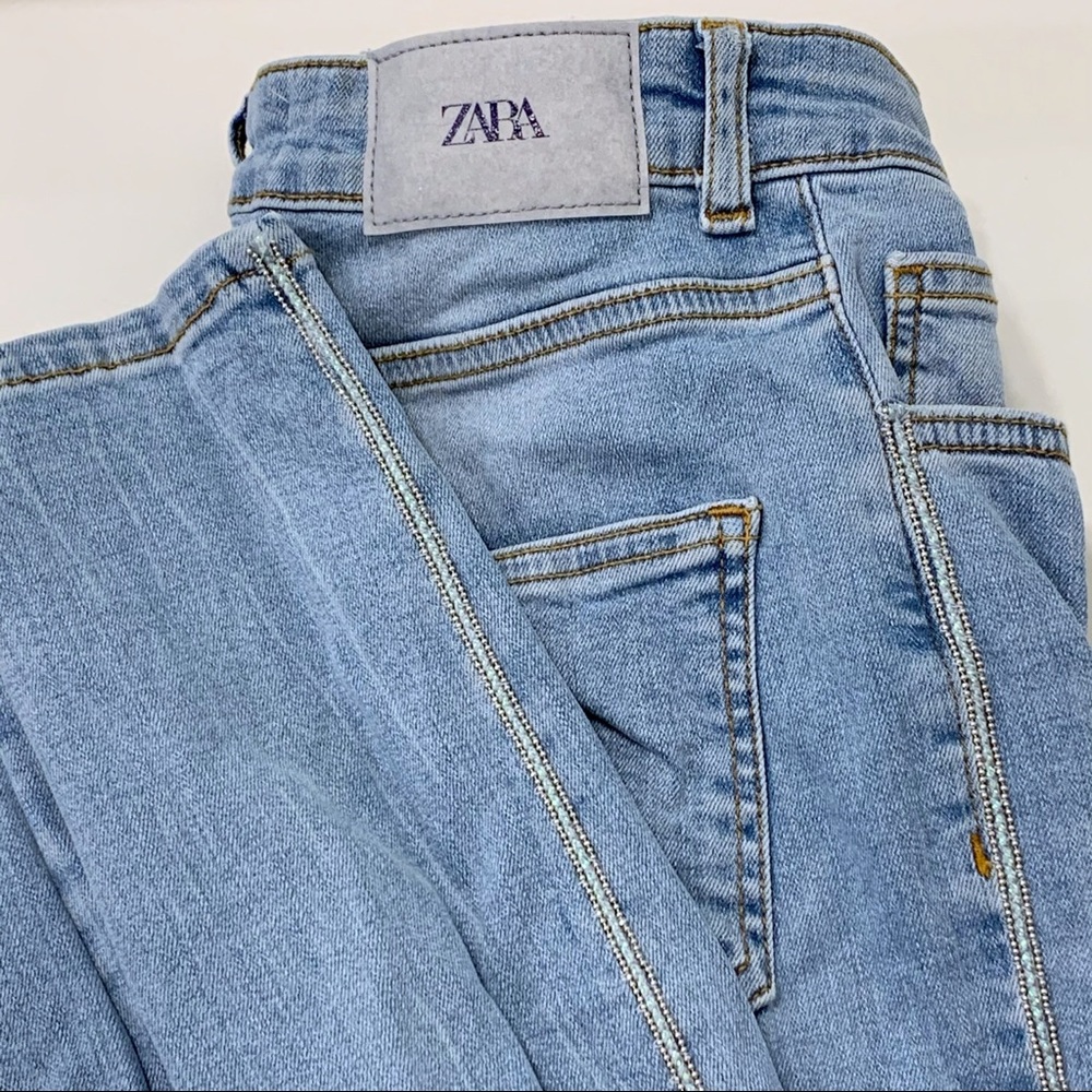 Zara high waisted skinny jeans with beading